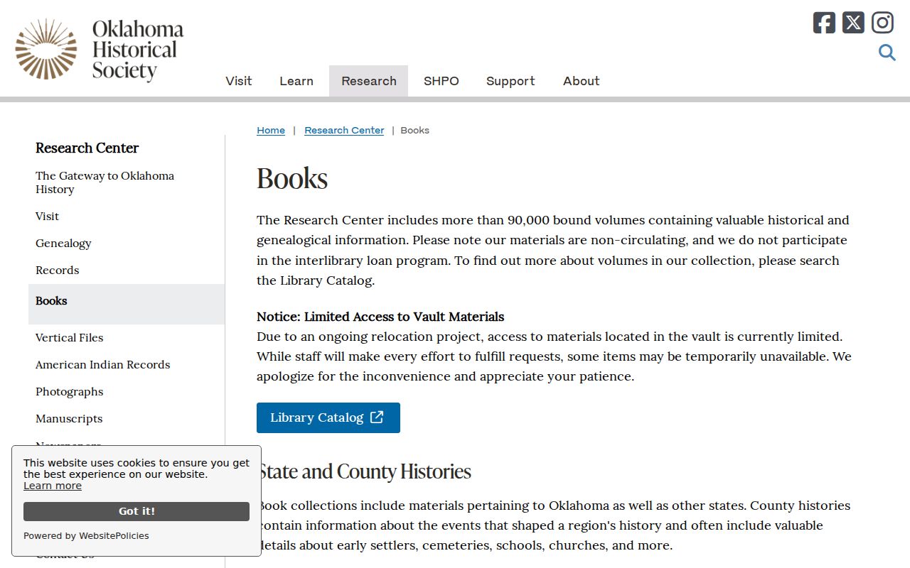 Shawnee city directory research controls at the Oklahoma Historical Society
