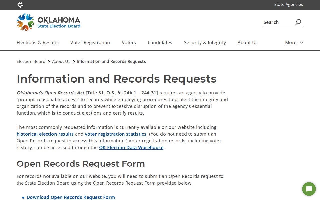 Shawnee residents directory Oklahoma election records request information