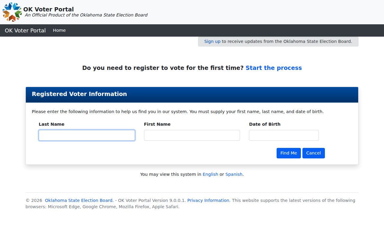Shawnee residents directory Oklahoma Voter Portal form