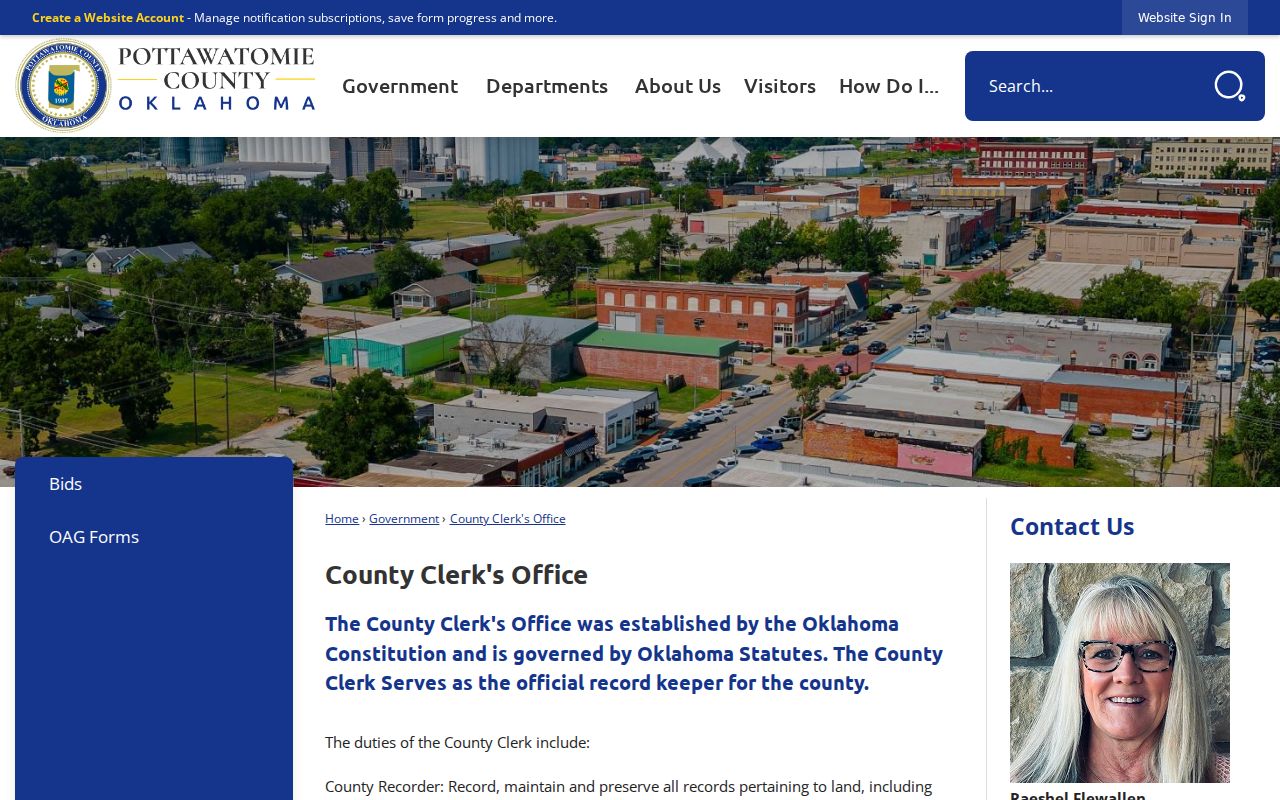 Shawnee residents directory Pottawatomie County Clerk records office