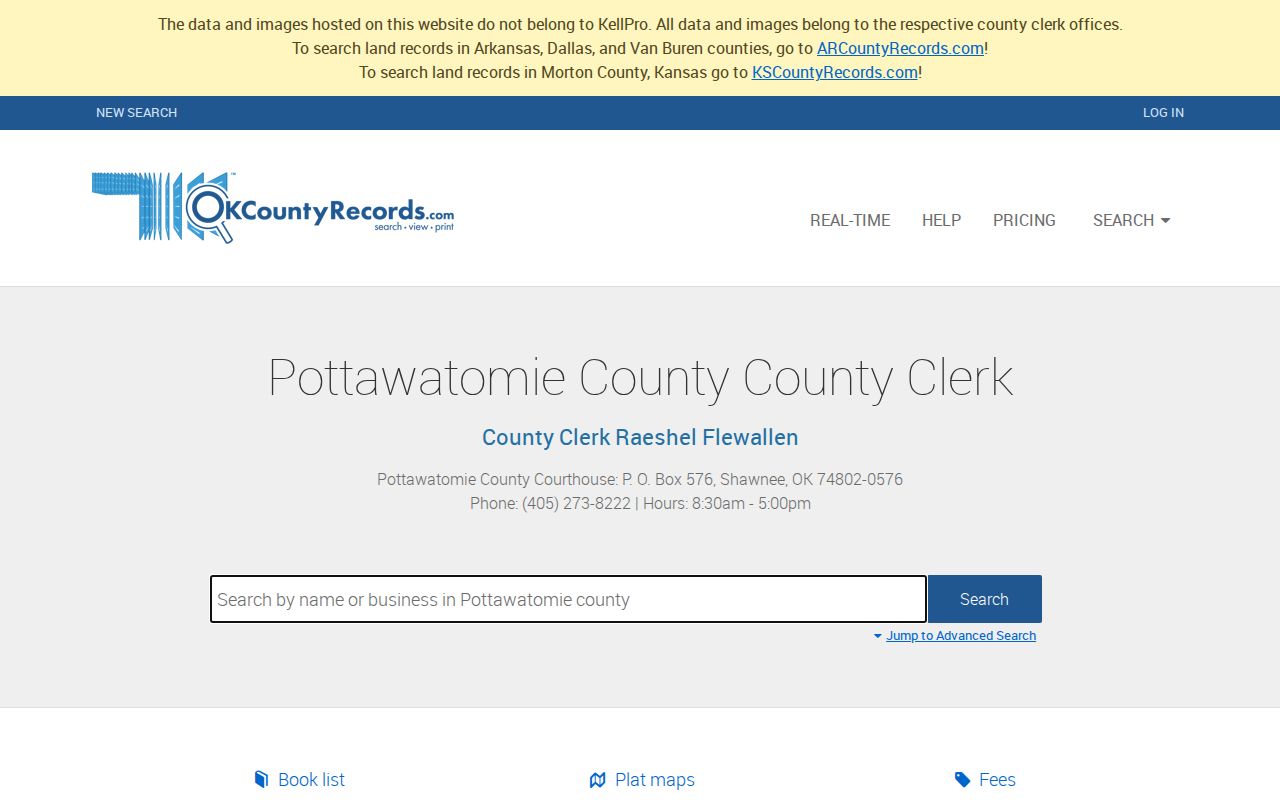 Shawnee previous residents deed-index search for Pottawatomie County