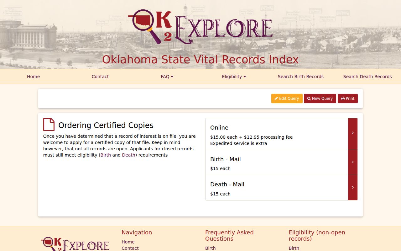 Shawnee resident lookup Oklahoma vital index search form